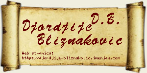 Đorđije Bliznaković vizit kartica